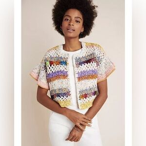 Anthropologie Mia cropped crochet shrug. Size M/L. RARE.